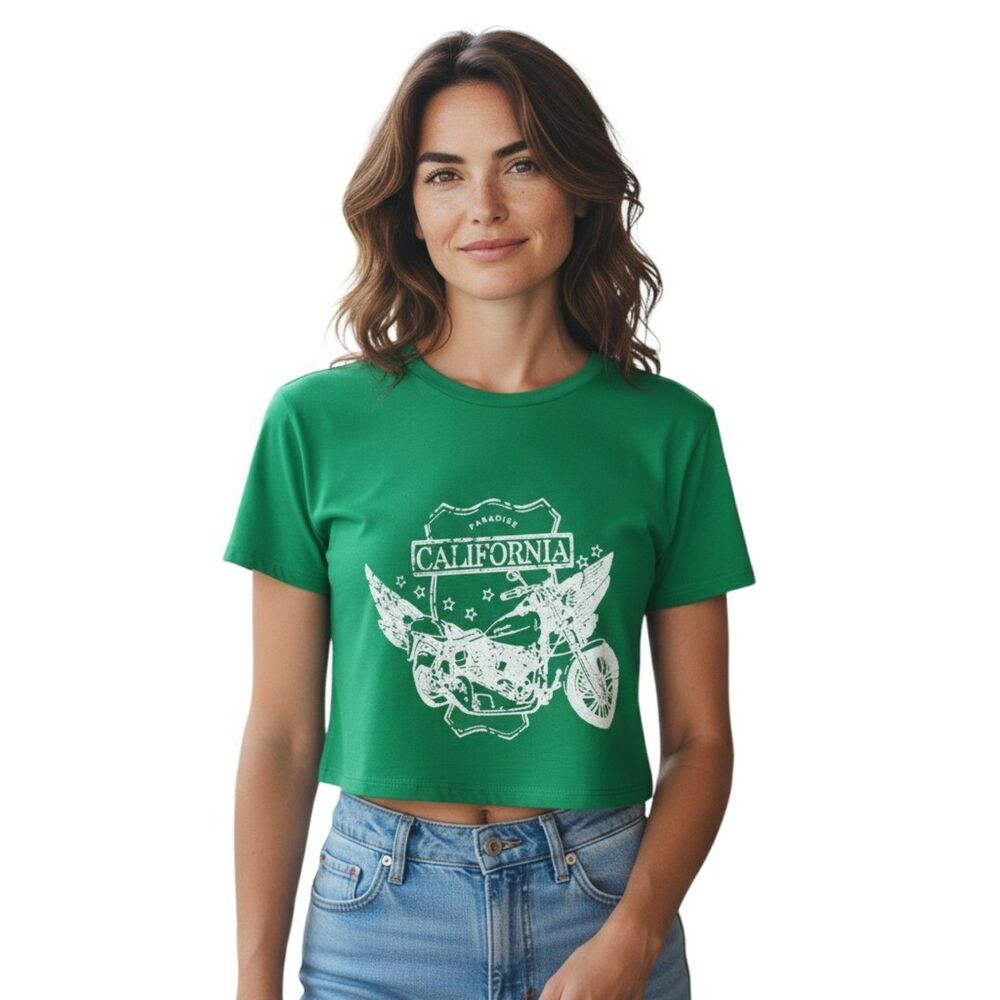 Shien Top  Size 11-12  junior  Green  Paradise  California Crop   # 154